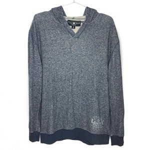 Lucky Brand Thermal Blue V-Neck Hoodie Lightweight